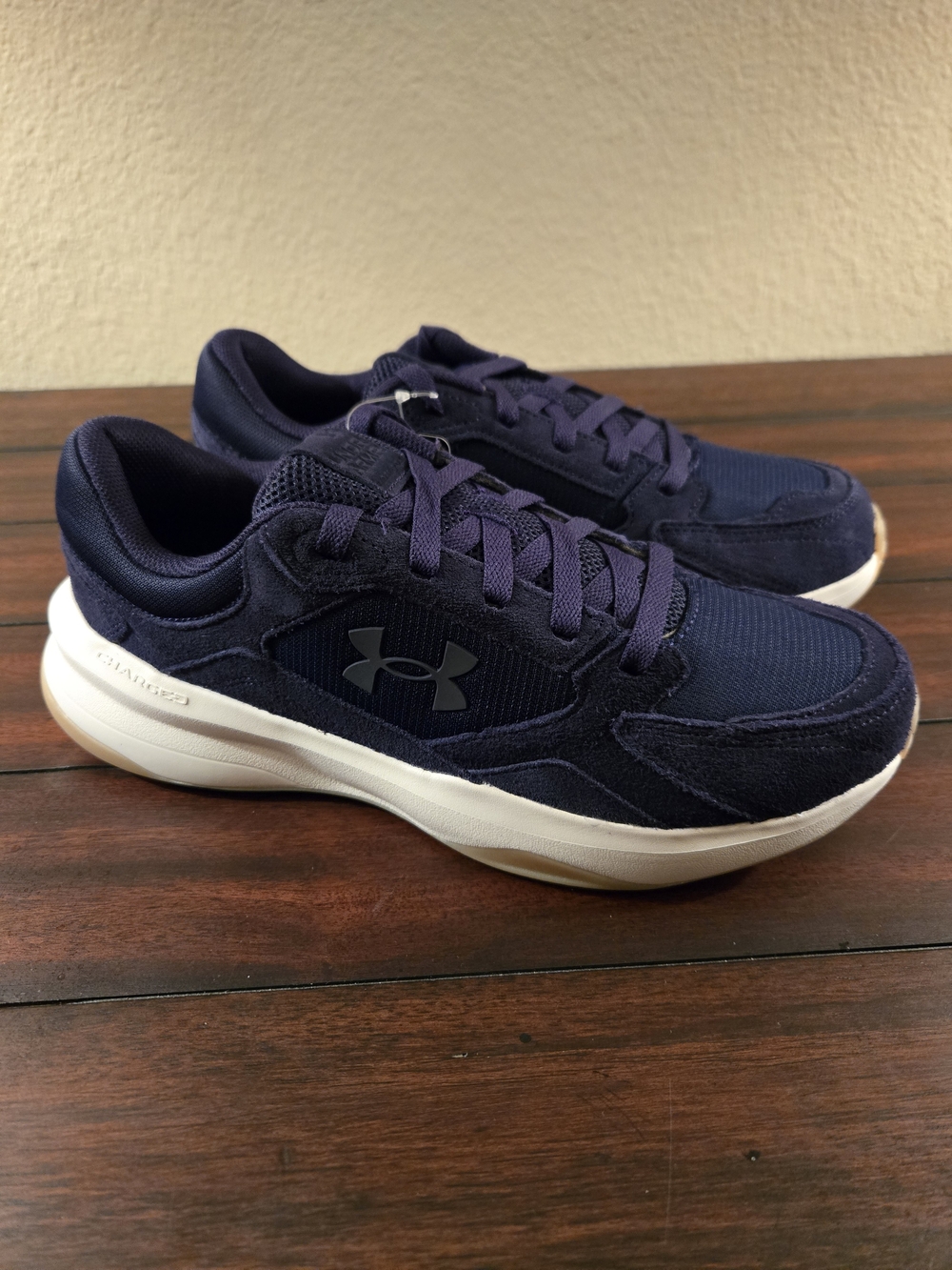 Under Armour Mens Navy Lace-Up Sneakers